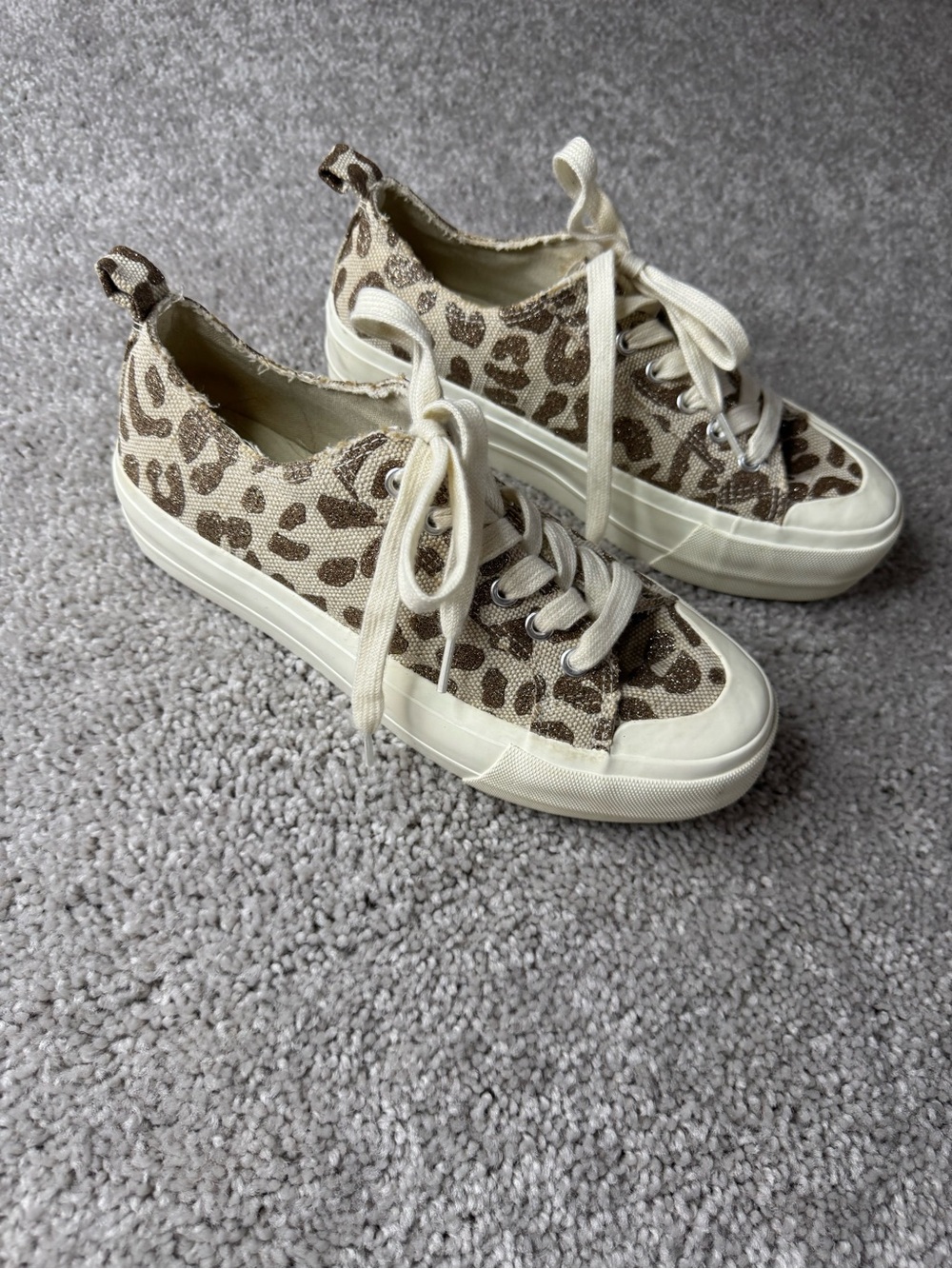 Hey Girl by Corkys Adventure 2 Leopard Platform Sneakers Tan Cream Size 8